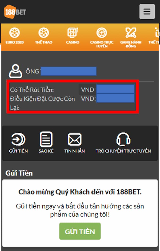 Điều kiện rút tiền 8xbet Kiểm tra điều kiện rút tiền còn lại trên giao diện 8xbet
